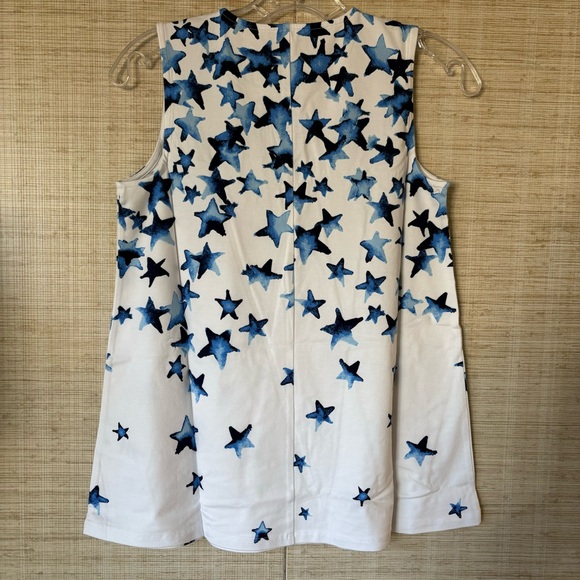 D&Co Tank Top Sz XXS Jersey Scoop Neck White Stars A500009 - Picture 2 of 7